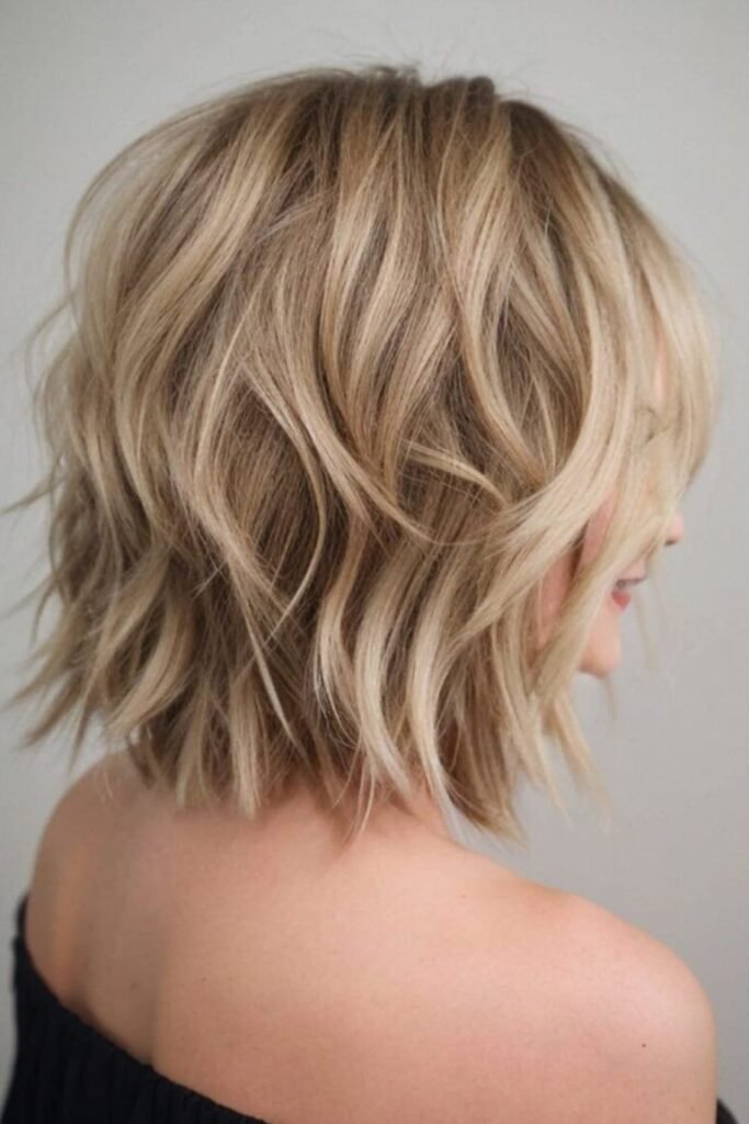 Textured Tousled Wavy Bob