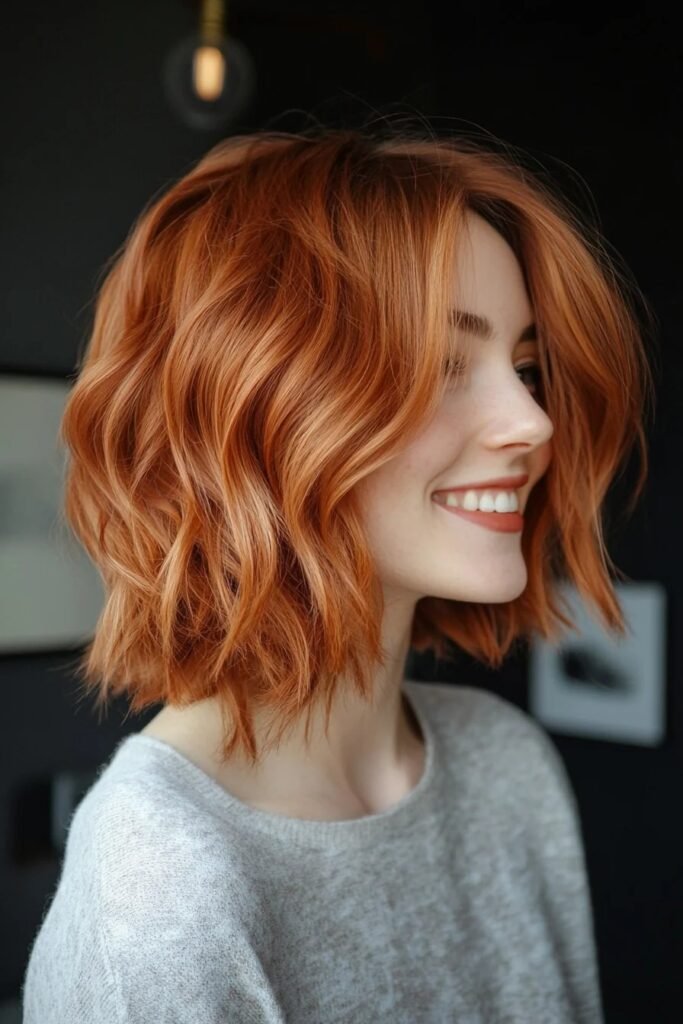 Textured Waves with Copper Red Tones