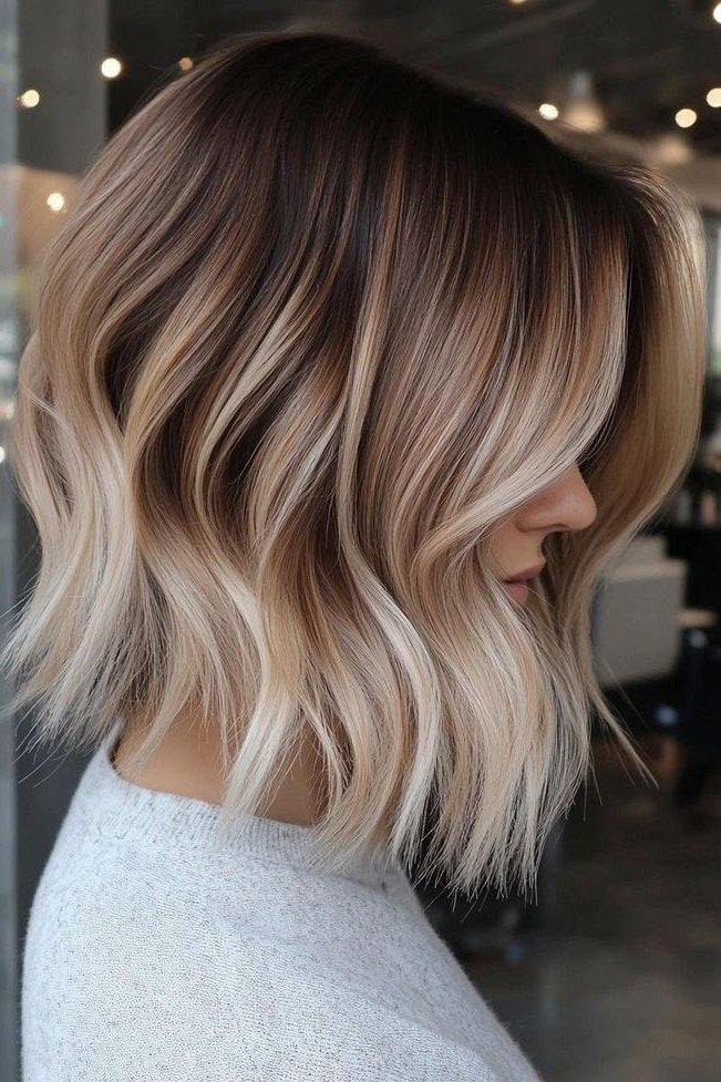 Textured Wavy Bob with Dimensional Highlights