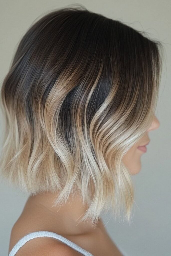 Textured Wavy Bob with Ombre Highlights