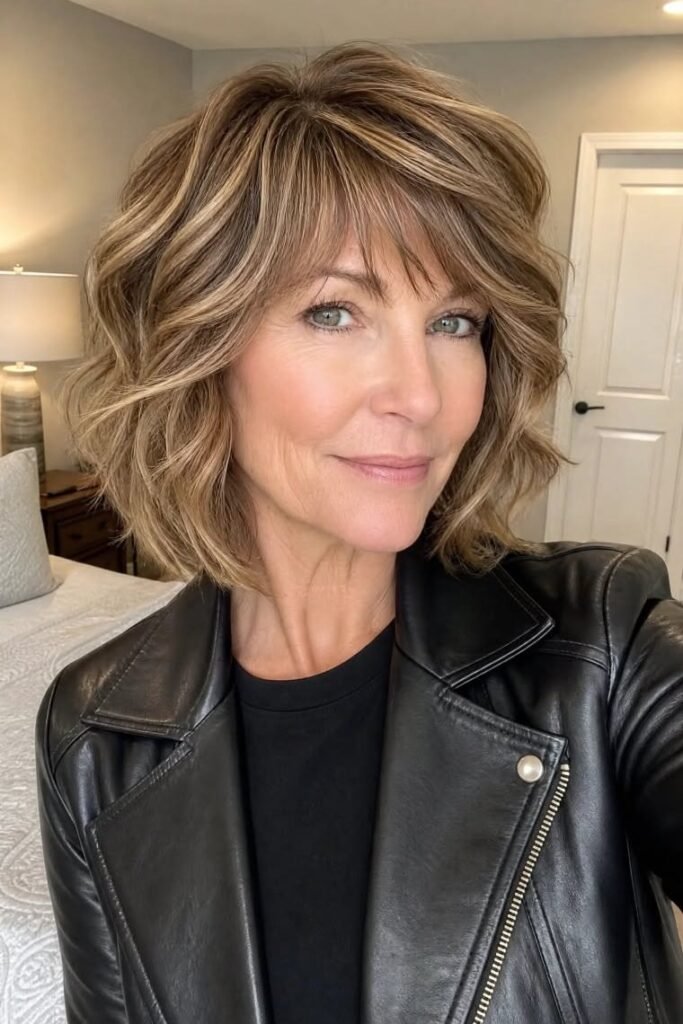 Textured Wavy Bob with Piece-y Bangs