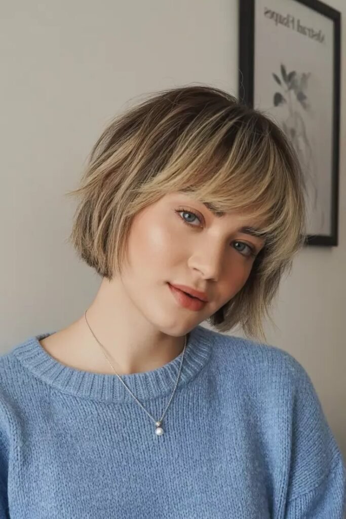 Tousled Bob with Soft Side Swept Bangs
