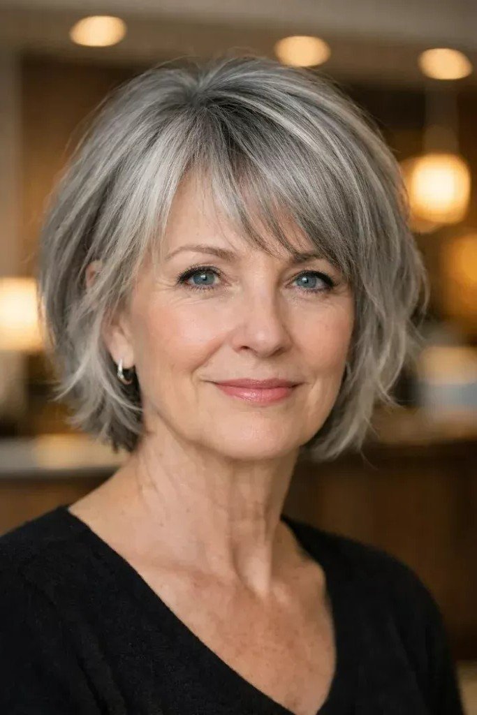 Tousled Bob with Soft Side-Swept Bangs