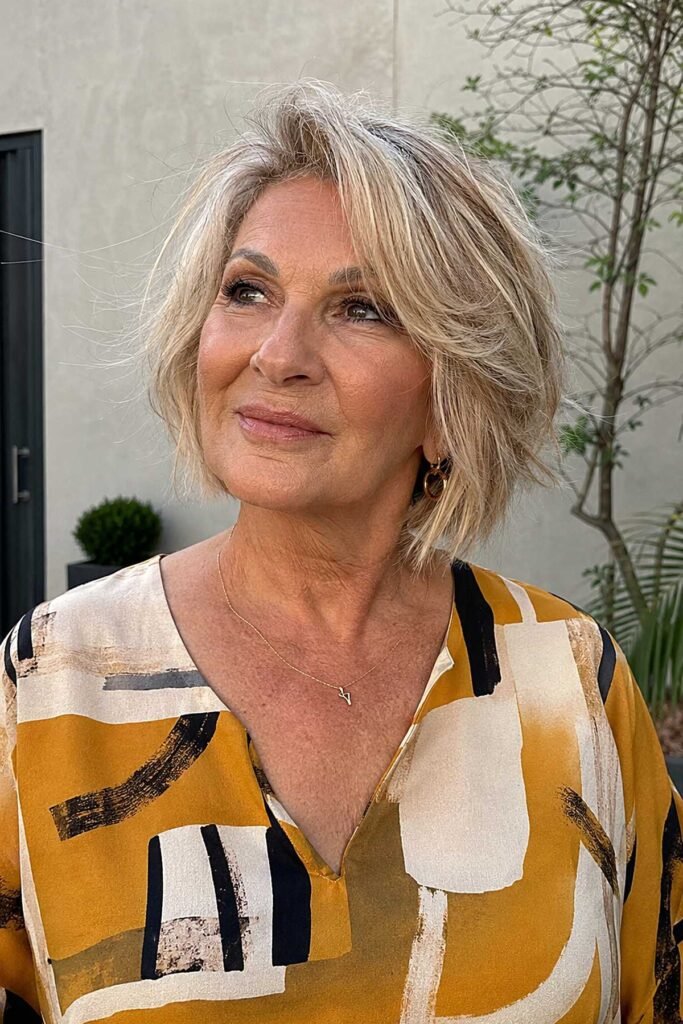 Tousled Layered Bob with Soft Volume