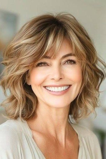 Tousled Layered Bob with Textured Bangs