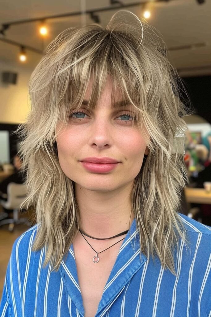 Tousled Layered Choppy with Curtain Bangs