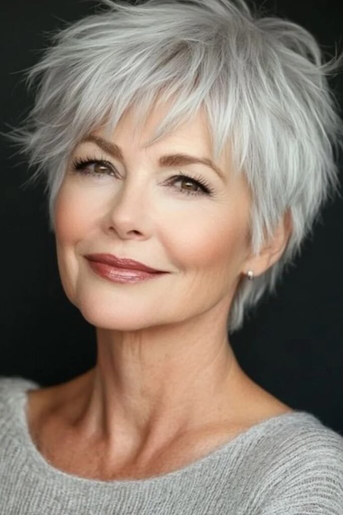 Tousled Pixie Cut with Side-Swept Bangs