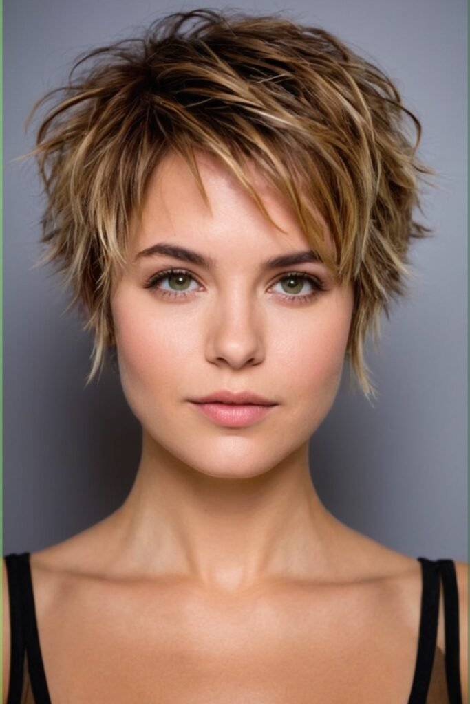 Tousled Pixie Shag with Highlighted Layers