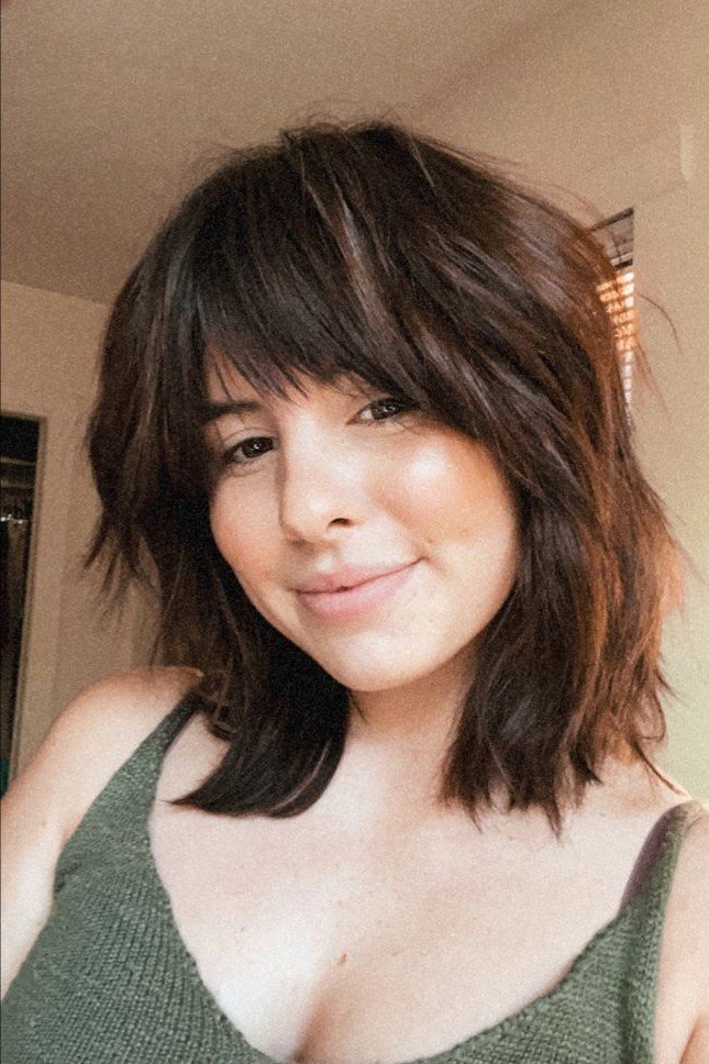 Tousled Shag Bob with Full Bangs