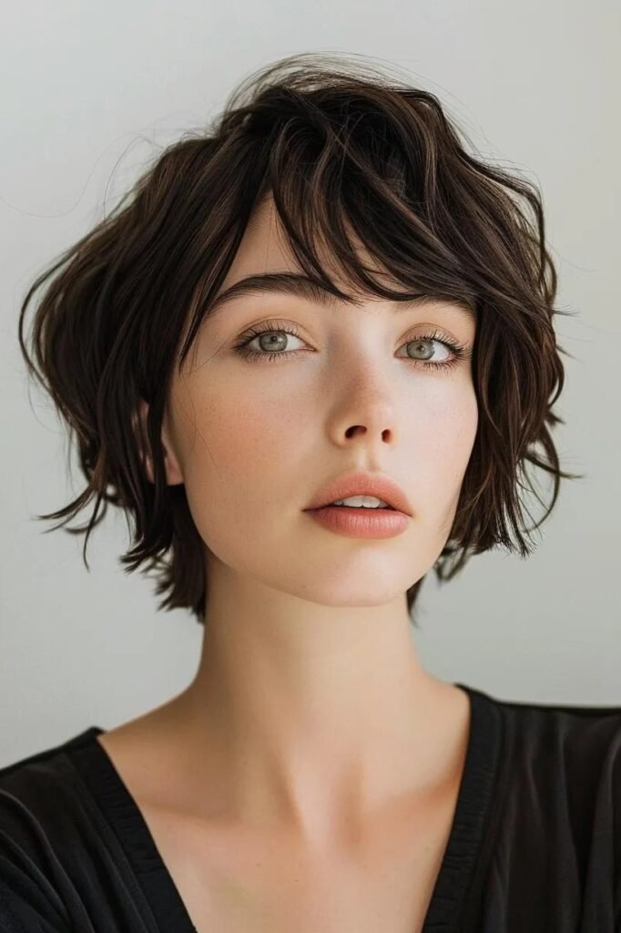Tousled Short Bob with Layered Bangs