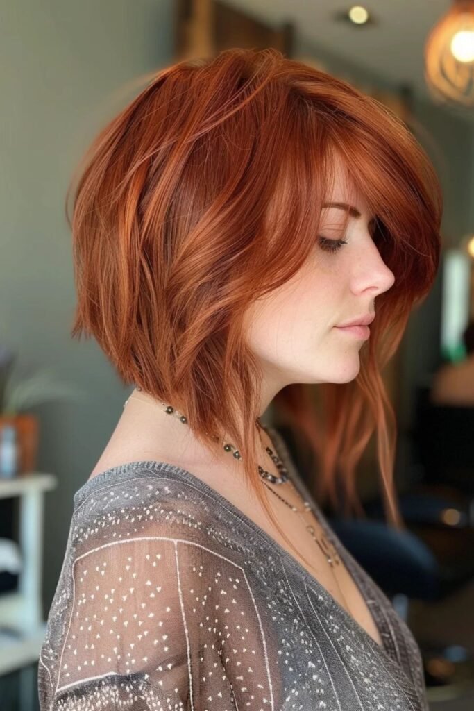 Vibrant Copper Red Stacked Bob with Soft Volume