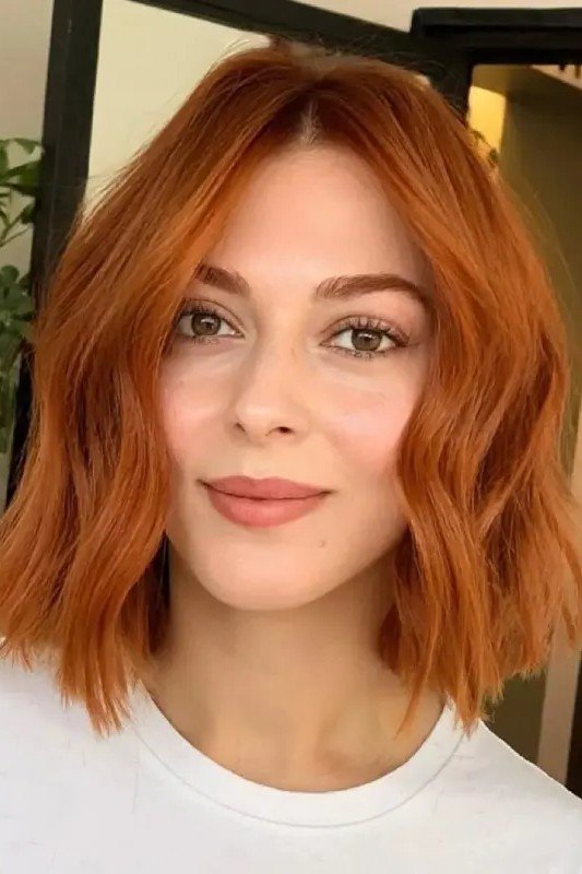 Vibrant Copper Wavy Bob