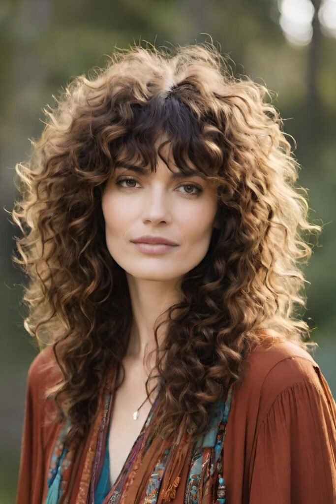 Voluminous Curly Shag with Soft Face-Framing Layers