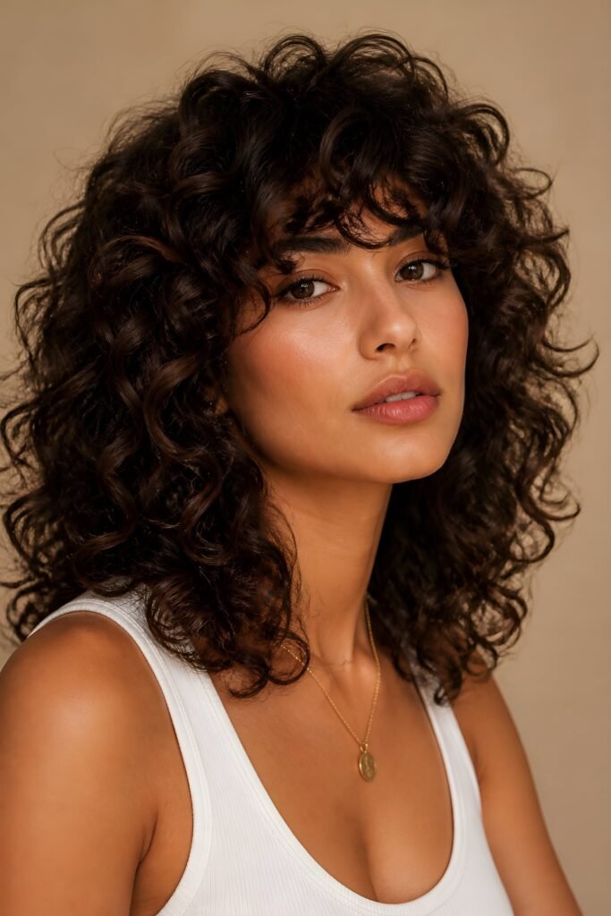 Voluminous Curly Wolf with Soft Bangs