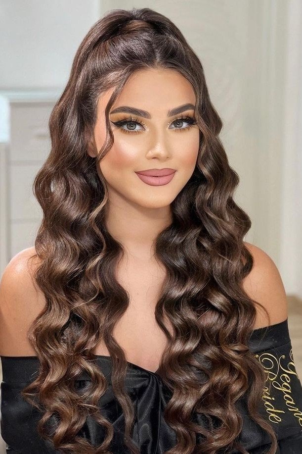 Voluminous Half-Up High Ponytail with Waves