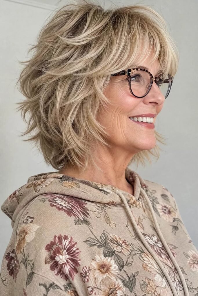 Voluminous Layered Bob with Side-Swept Bangs