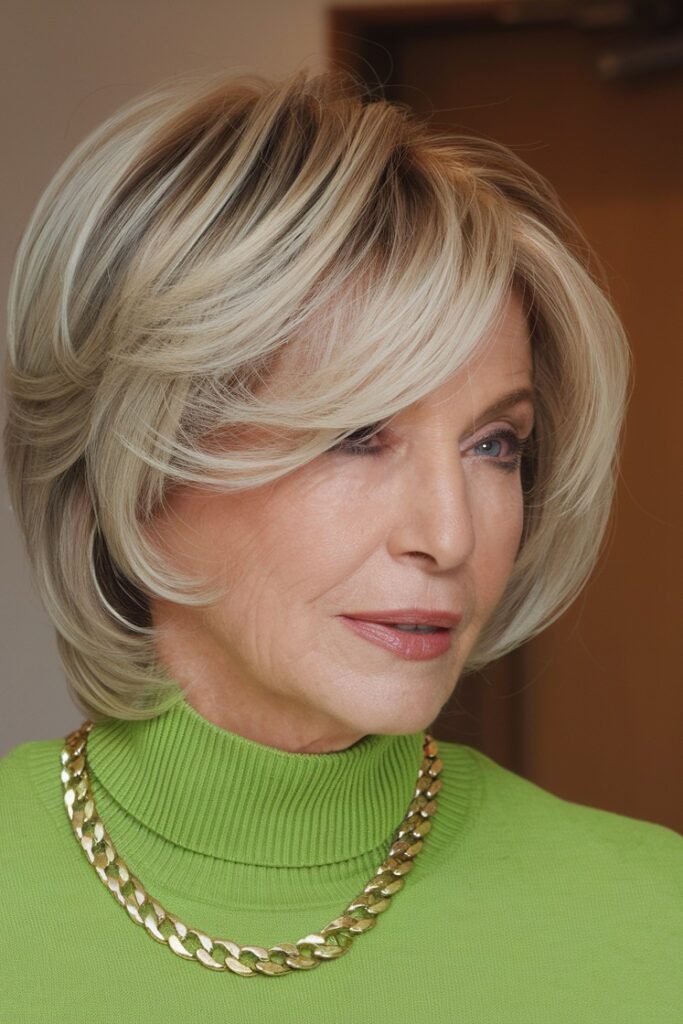 Voluminous Layered Bob with Sweeping Side Bangs