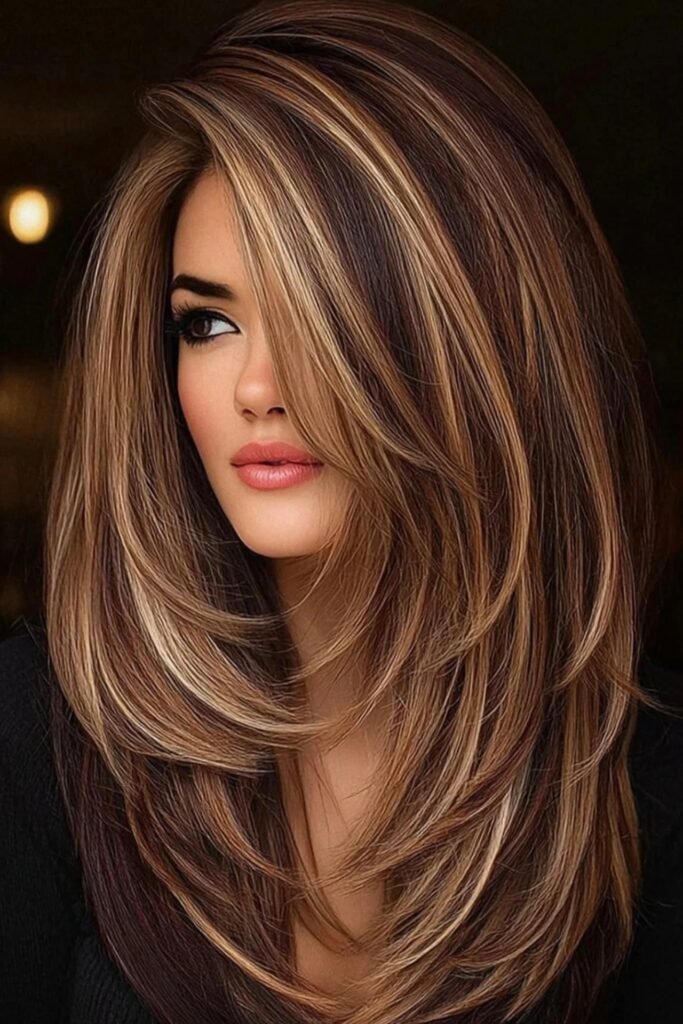 Voluminous Layered Hair with Dimensional Highlights