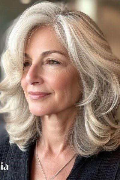 Voluminous Layered Lob with Side Part