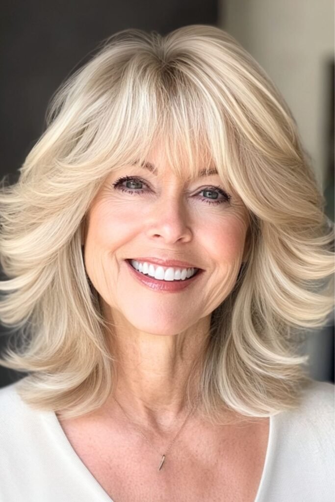 Voluminous Layered Shag with Face-Framing Bangs