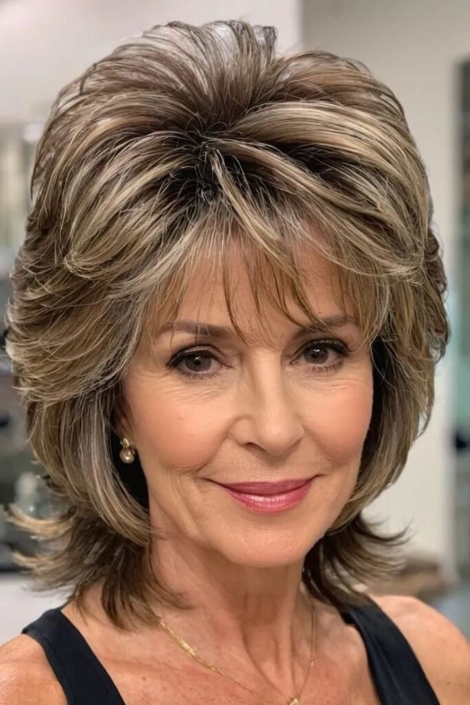 Voluminous Layered Shag with Highlighted Texture