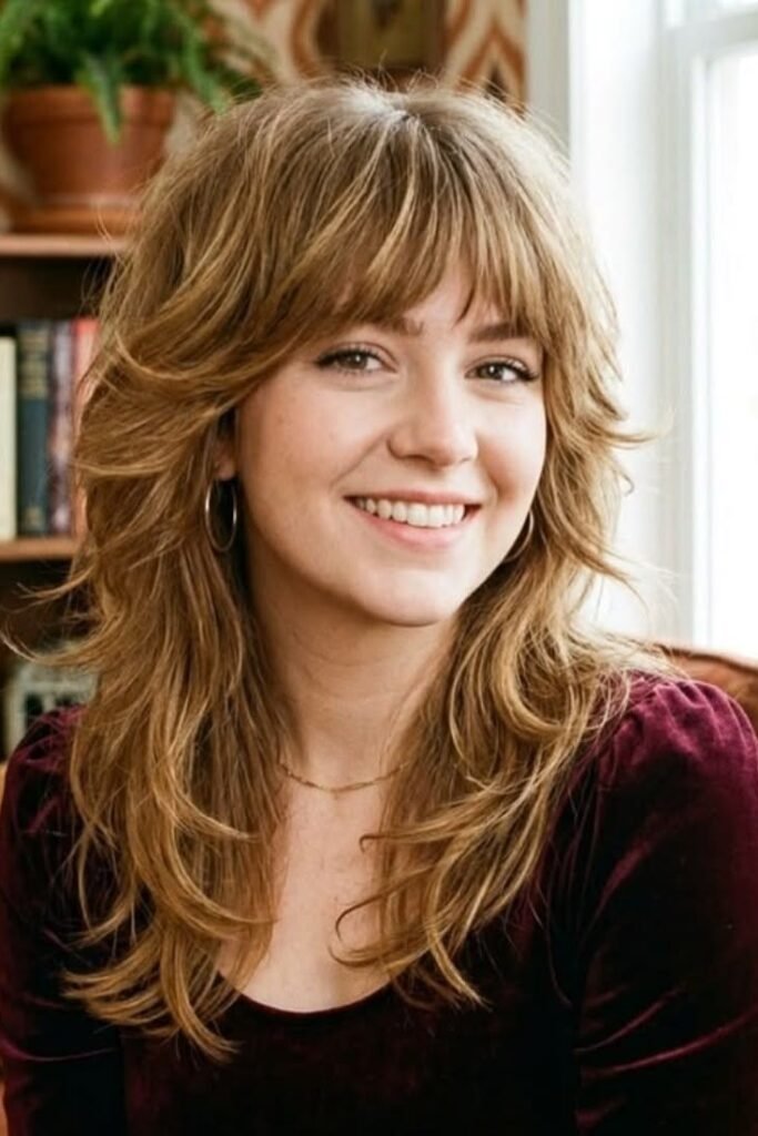 Voluminous Shag Cut with Textured Bangs