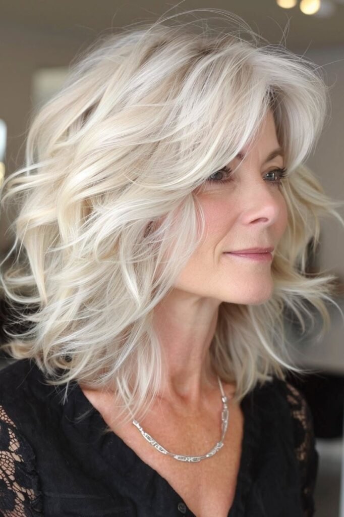 Voluminous Shag with Face-Framing Layers and Highlights