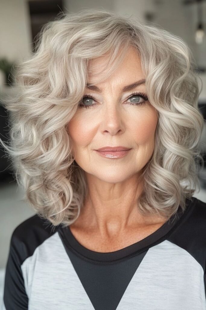 Voluminous Shoulder-Length Curls with Soft Waves