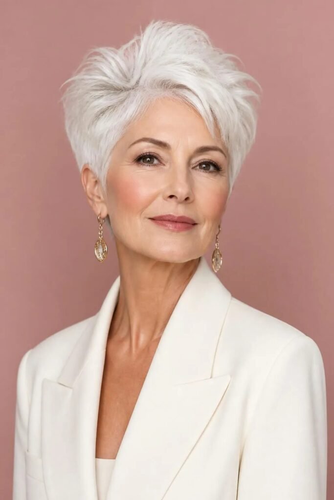 Voluminous Silver Pixie with Lifted Top