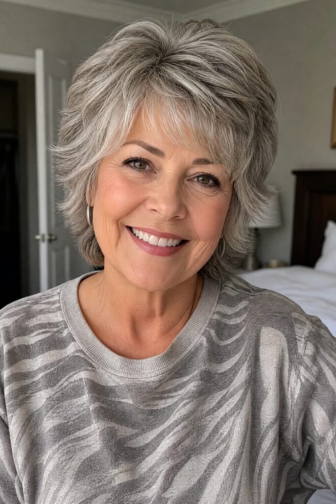Voluminous Silver Shag with Piecey Fringe