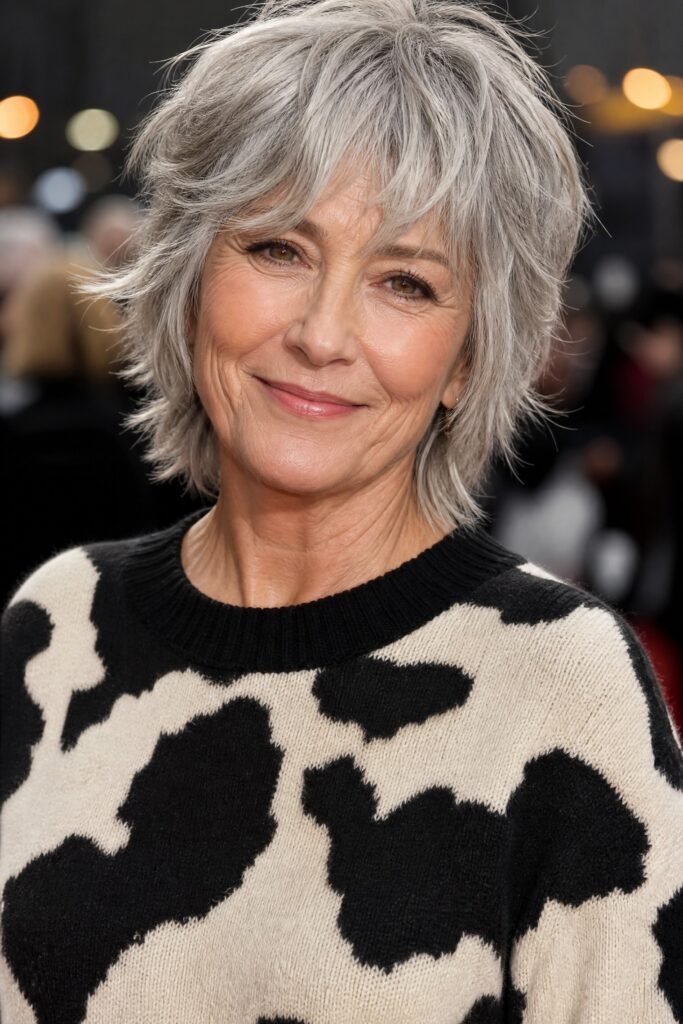 Voluminous Silver Shag with Soft Layers