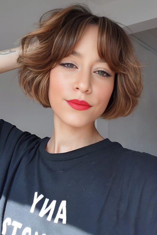 Voluminous Soft Bob with Curtain Bangs