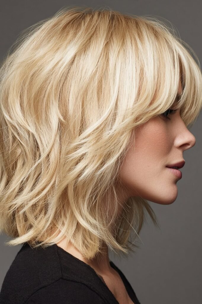 Voluminous Textured Blonde Shag with Soft Layers