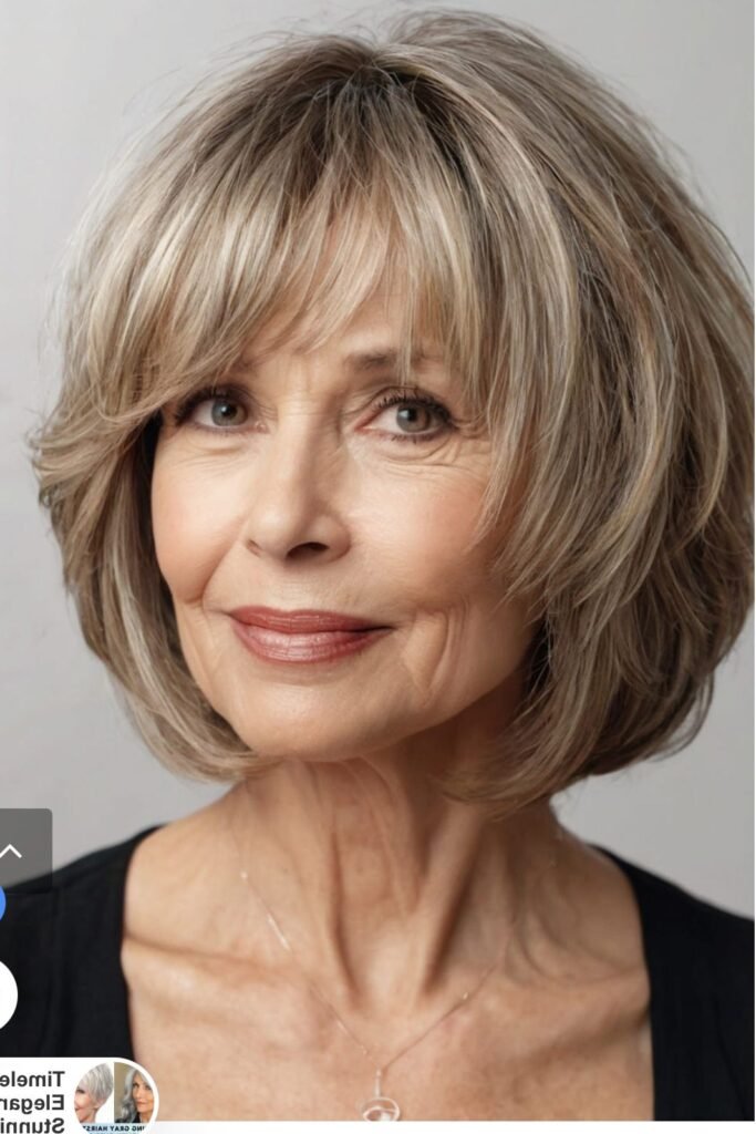 Voluminous Textured Bob with Side-Swept Bangs