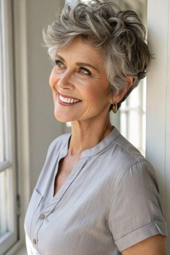 Voluminous Textured Pixie Cut with Soft Waves