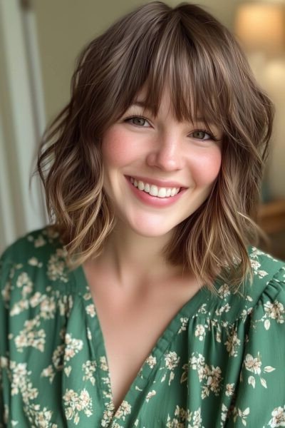 Wavy Bob with Soft Bangs