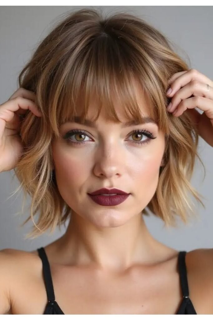 Wavy Bob with Soft Fringe