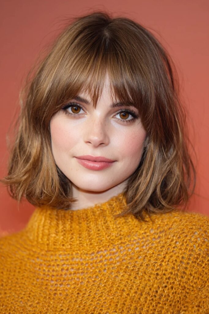 Wavy Bob with Wispy Bangs
