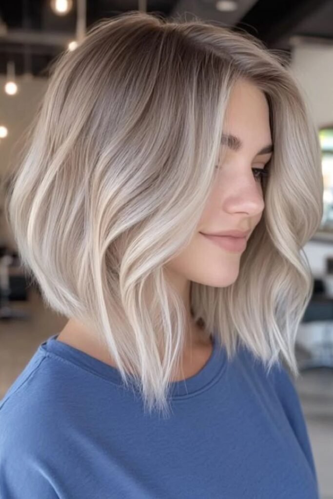 Wavy Layered Bob with Soft Blonde Highlights
