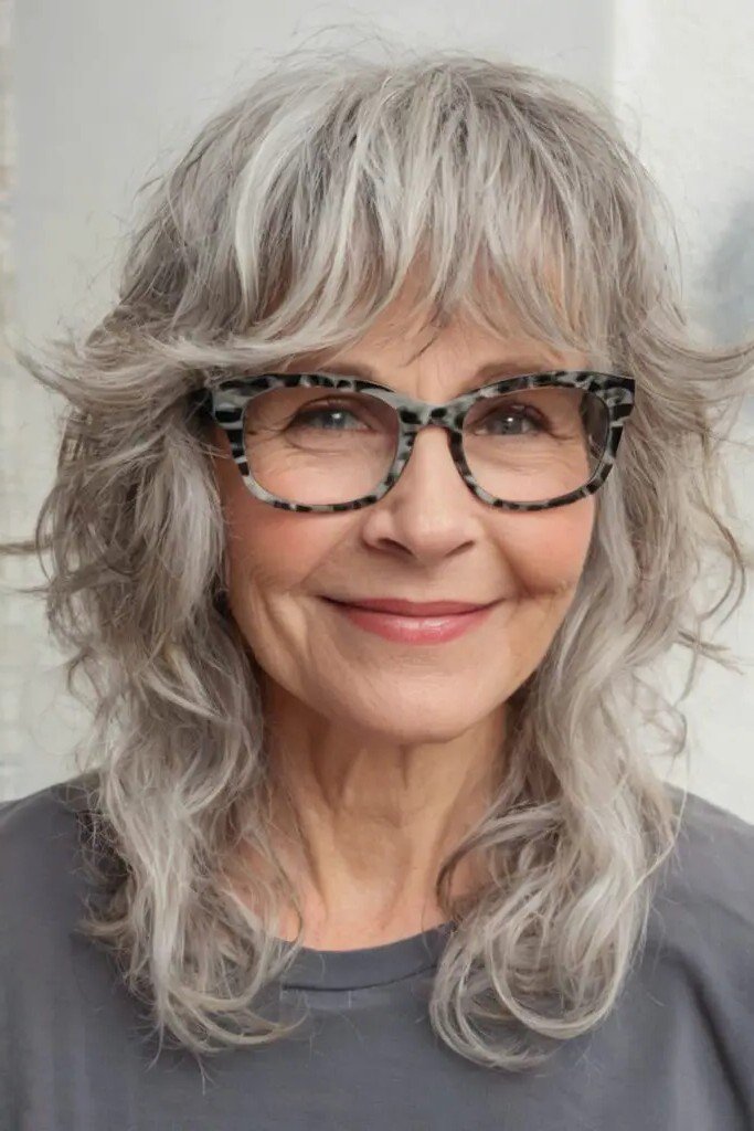 Wavy Silver Shag with Piece-y Fringe